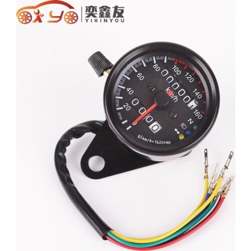 DC12V Universal 160km/h Motorcycle Speedometer Odometer Gauge ATV Bike Scooter Backlit Dual Speed Meter With LED Indicator(6.5)