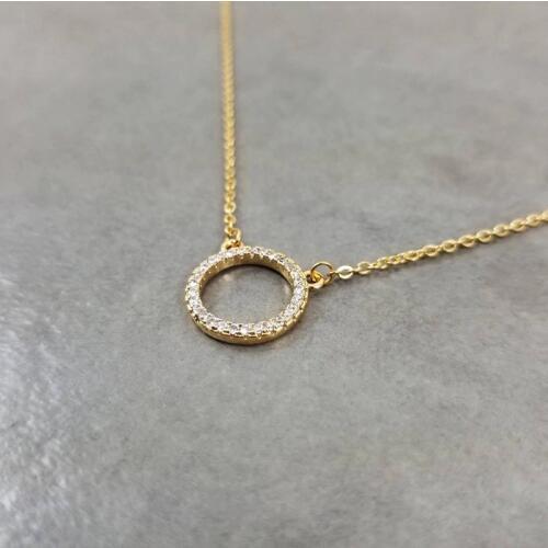 V Attract Karma Eternity CZ Circle Statement Pendant Necklace Gold Ketting Kolye Stainless Steel Chain Choker Vintage Jewelry