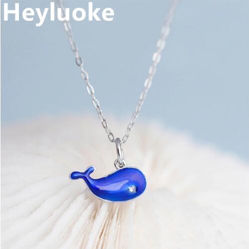 Jewelry Wholesale Korean Fashion Little blue whale Exquisite Creative Female Personality Pendant Necklace