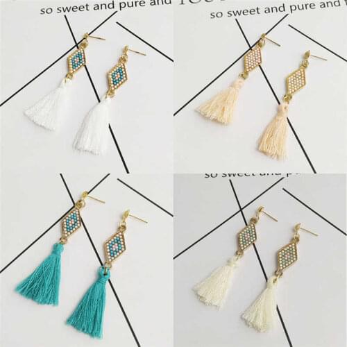 Jewelry Ear Stud Tassel Lady Vintage Dangle Rhombic Earrings