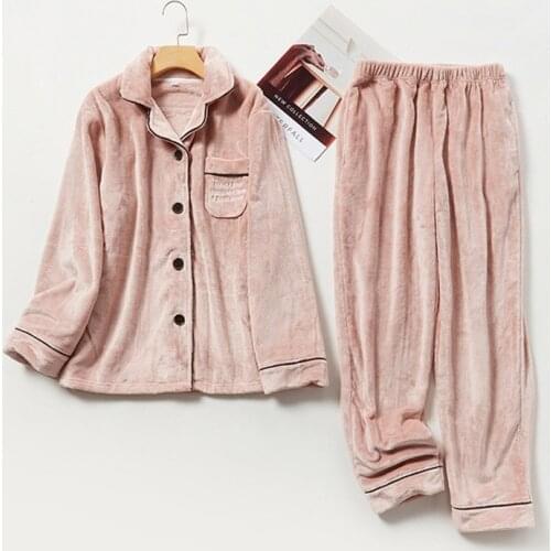 Conjuntos De Pijama New Flannel Winter Pajamas For Women Loose Large Size Couple Sleepwear Set Coral Fleece Velvet Home Suit 3XL