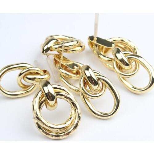 Zinc Alloy Golden Geometric Circle Earring Base Earrings Connector 6pcs/lot For DIY Fashion Drop Earrings Accessories