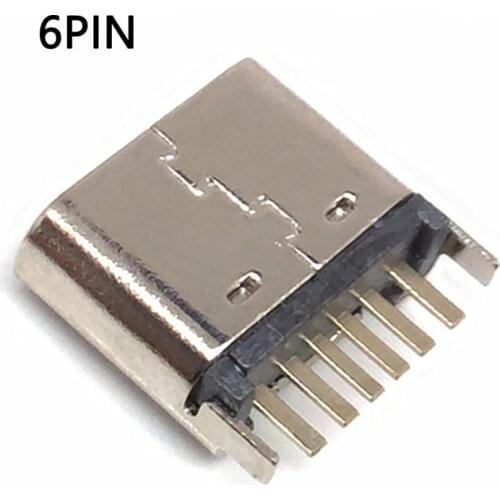 100pcs/lot 6 Pin SMT Socket Connector Micro USB Type C 3.1 Female Placement SMD DIP For PCB design PD high current fast charge