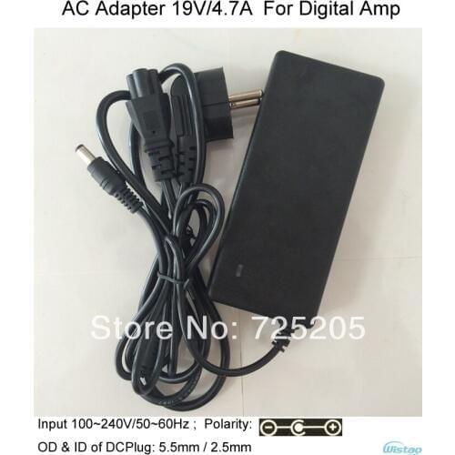 19V/4.7A AC/DC Adaptor 110~240V/50~60Hz AC Input OD 5.5mm ID 2.5mm with LED indicator for digital amplifier laptop Free Shipping