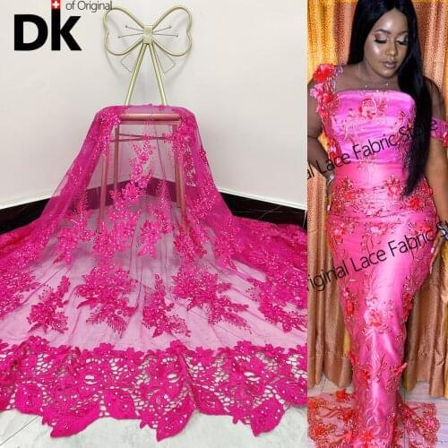 2.5 Yards Collocation Tulle Lace For Sewing Guipure Nigerian Embroidered Tulle Net Lace Fabric Top Quality Wedding Material