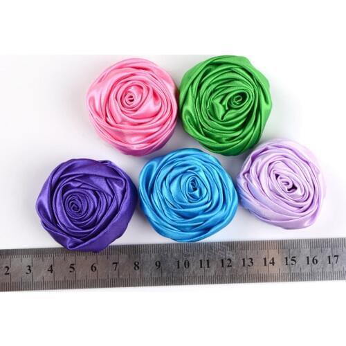 20Pieces/Lot Size 5Cm Satin Rose Flowers Artificial Flower Handmade DIY For Wedding Bouquet Hair Cloth Accessoires Ribbon Roses