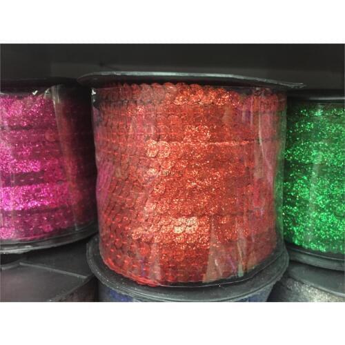 2017 New Design 100 Yards 6mm Glitter Powder Coating Sequins Roll Trim, Sold per Packet of 1 Roll(100 Yards)-Red Confetti