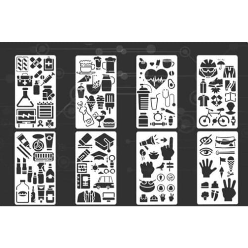 2021 NEW DIY Template Border A6 Manuscript Notebook Painting Graffiti Templates Planet Cup Digital Molds For Scrapbook Paper