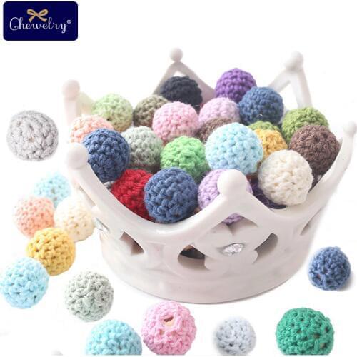 5pcs Wooden Crochet Bead 20mm Beech Chew Bead Food Grade Baby Teether DIY Nursing Necklace Holder Chain Childens Goods Toy