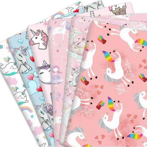 50*145cm Unicorn Cartoon 100% Cotton Or Polyester Cotton Patchwork Sewing Quilting Fabrics Needlework DIY Cloth Sewing