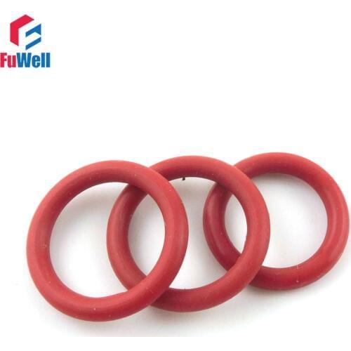 50pcs 2.4mm Thickness O Ring Seals Gasket Washer Grommet Red Silicon 47/48/50/52/54/55/58/60/62/65mm OD Rubber O-ring Sealing