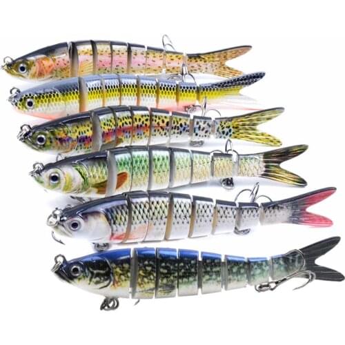 6pcs 14cm 26g Bionic Hard Bait Wobbler Sinking Jointed Swimbait NO.6 Treble Hook 3D Eyes In River Pond Lake For Trout Pike Perch