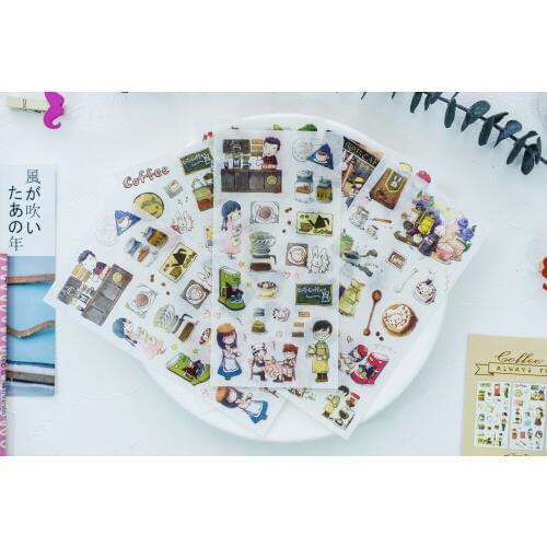 6pcs Enjoy nice coffee time paper sticker Organizer Calendar Diary Book Planner Scrapbook Decoration Diary Sticker papeleria