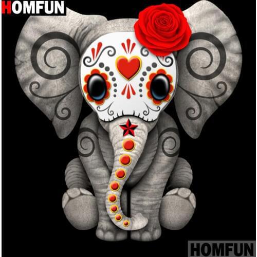 HOMFUN Full Square/Round Drill 5D DIY Diamond Painting "Elephant flower" 3D Embroidery Cross Stitch 5D Home Decor A15271