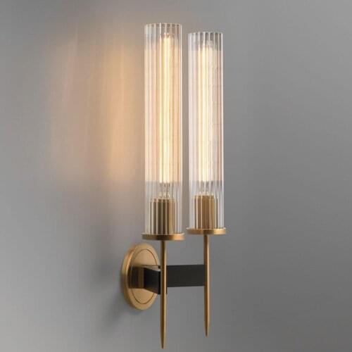 American wall lamp bedroom bedside lamp copper simple living room decoration background wall lamp creative aisle wall lamp E14