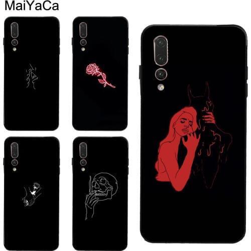 Black Outline Aesthetic Case For Huawei P30 Pro P20 P40 Mate 20 Lite P Smart 2019 Nova 5T Honor 8A 8X 9X 10i 20