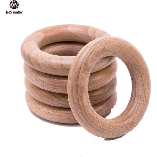 Lets Make Beech Wooden Teether Ring 10Pc 70Mm Baby Teething Wooden Crafts Toys For Baby Rattles Wood Ring Crib Mobile Teether