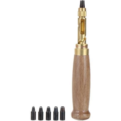 Book Drill Removable Leather Tool Auto Belt Hole Punch Screw Leather Strap Hole Punch Noise Reduction with 1.5-4mm 6 Punch Head