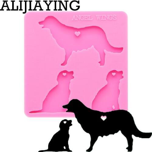 DY0126 shiny dog family mama/baby silicone mold DIY craft keyring pendant for women girl trinket fashion jewelry keychains