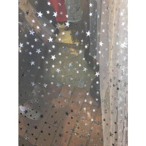 5yards/bag WD06# Breathable screen printing powder 5 Angle star new fabric for bridal wedding dress/sawing