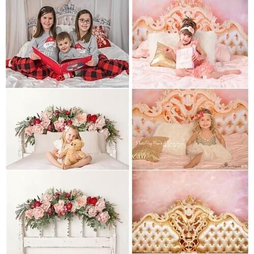 Floral White Wall Photography Backdrop Headboard Newborn Kids Portrait Background Flowers Family Video Art Photocall Studio