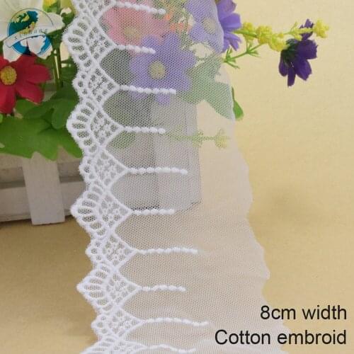 10yards 8cm wide Cotton embroid lace sewing ribbon guipure trim wedding lace DIY Garment Accessories french african lace#3941