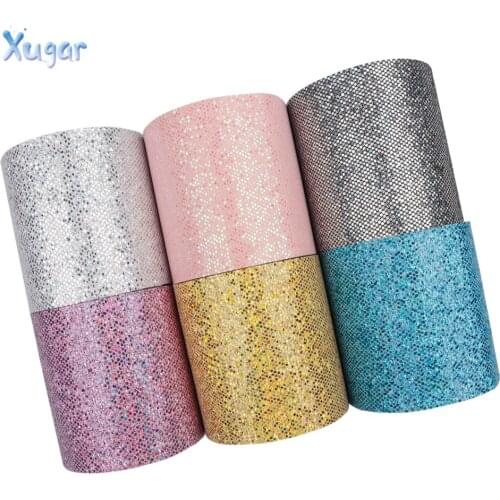 Xugar 75mm 2yards/lot Glitter Grid Sequin Ribbon Shiny Webbing DIY Hair Bow Accessories For Home Textile Holiday Gift Wrapping