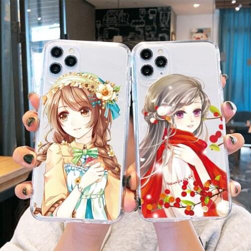 Cute Cartoon Japan Anime Girl Phone Case for IPhone 11 Pro 12 XS MAX XR 7 SE 2020 8 Plus Soft TPU Cover Clear Coque Slim Fundas