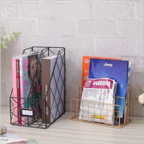 Fashion Metal Magazine Book Shelf Document Book Holder Desk Organizer Bookend Office Home Book Storage Stand Stationery