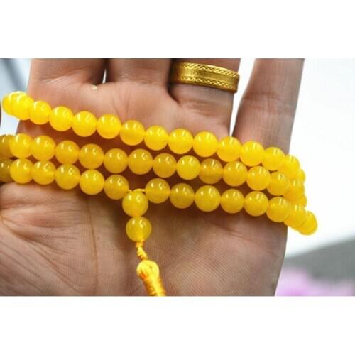 Fashion jewelry Free Shipping Jewelry 6mm stone Buddhist Brazil topaz 108 Prayer Beads Mala Bracelet Necklace jade Jewelry crys