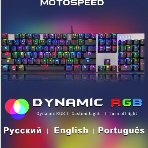 Motospeed CK104 Wired USB Gaming Mechanical Keyboard Russian RGB Backlit Red Switch For Computer Desktop PC Portuguese