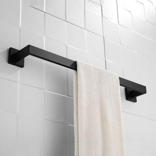 Stainless Steel Matt Black Single Square Towel Bar One Bar Towel Hanger Wall Mounted Towel Rack Towel Holder House Decoration