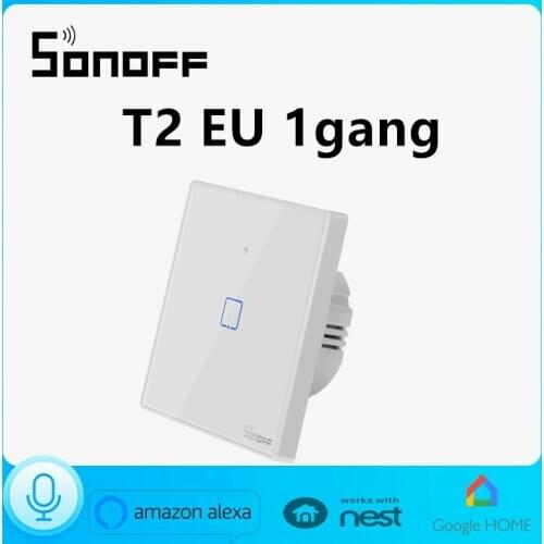 Sonoff T2EU1C 1Gang WiFi Wall Light Switch RF/APP/Touch Timer Panel IOS Android Remote ON/OFF Smart Home AutomationVoice Control