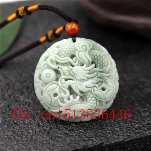 Natural Chinese Dragon Carved Jade Pendant White Green Necklace Charm Jewellery Fashion Lucky Amulet Gifts for Women Man M02