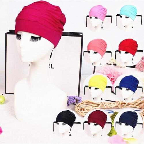 2020 New Unisex Swimming Hat Long Hair Bathing Cap Swimming Cap Stretch Drape Free Size Swim Pool Sport Elastic Nylon Turban Hat