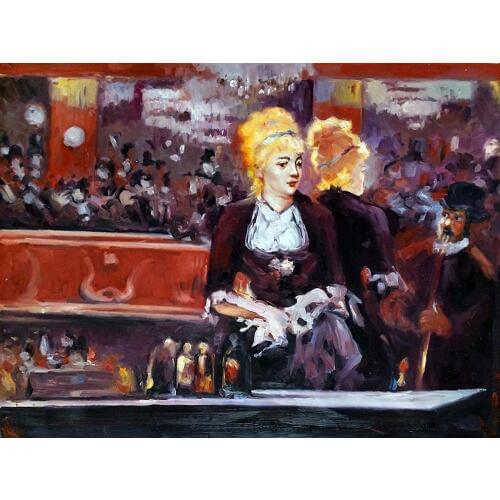 Study for A Bar at the Folies Bergere by Edouard Manet Painting on Canvas Wall Decor Art Woman Painting Handpainted