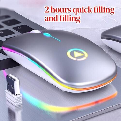 Rechargeable Wireless Silent Colorful LED Mice Optical Ergonomic Gaming Mouse for Windows 98 SE/SME/2000/SXP/2003 for Mac OS