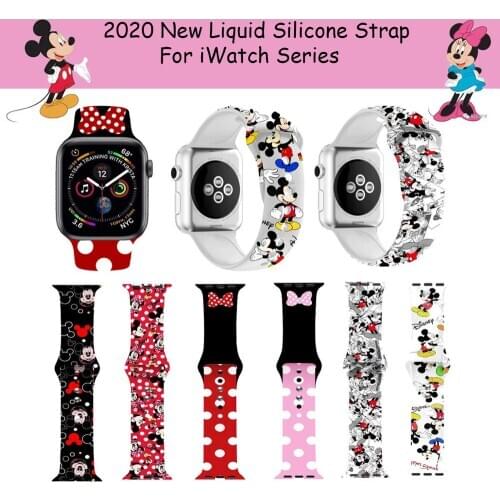 Disney Cute Mickey Minnie Watch Strap for iWatch 4 5 Silicone Wristband Bracelet Replacement for iWatch 1 2 3 Watch Band Strap