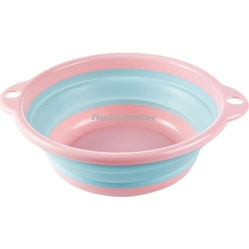 Folding Portable Compression Wash Basin Household Plastic Double Ear Wash Basin Student Dormitory Wash Basin Foot Basin