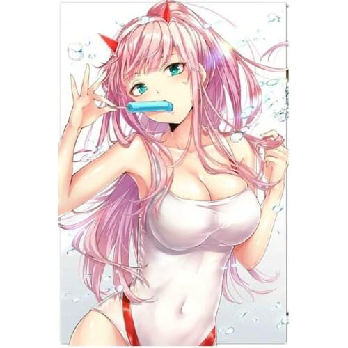 Super Sexy Anime Hot Zero Two Pink Hair Anime Cute Cartoon Stickers for Car Anime on Car Vinyl Decal Cover Scratches Waterproof