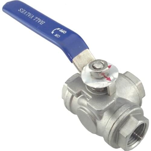 Female BSPT Three 3 Way T-Port L port Ball Valve Stainless Steel 304