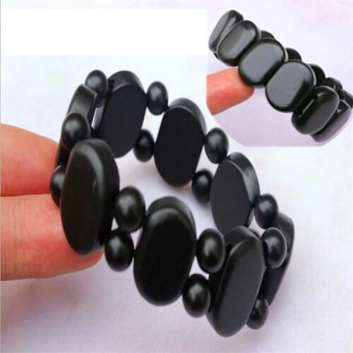 High Quality Black sibin bian stone bianshi jade needle stone Energy bracelets/Hand row for men/women gift health jewelry