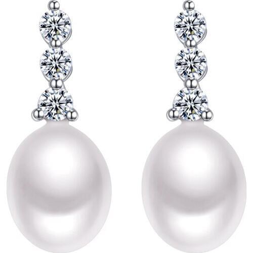 Sinya High luster Natural pearls stud earring in 925 sterling silver for women Mum lover fashion design Hot 2018 new years gift