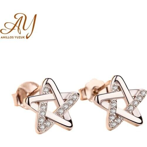 Anillos Yuzuk Real 925 Sterling Silver Romantic Star Stud Earrings For Women Brincos Earrings High Quality Jewelry Anniversary