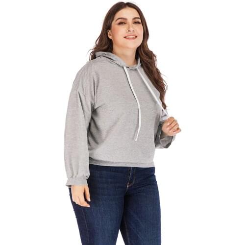 2020 New Europe and America spring and autumn fat mm large solid round collar long sleeve Pullover