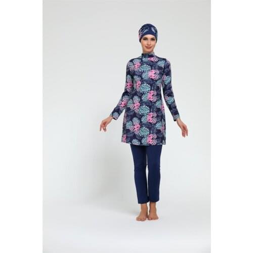 Women Hijab Swimwear Navy Blue Turkish' Muslim Swimsuit Burkinis Modest Clothing Islamic Long Sleeves Hijab Full Cover Swimwears