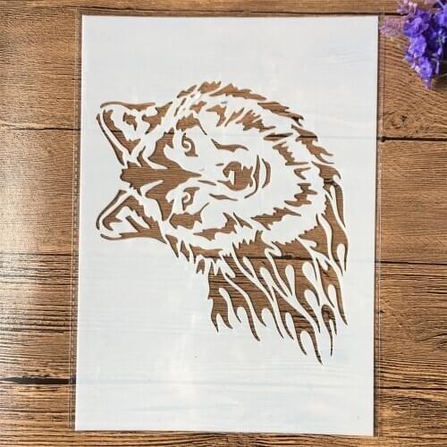 1Pcs A4 Wolf DIY Layering Stencils Wall Painting Scrapbook Coloring Embossing Album Decorative Template