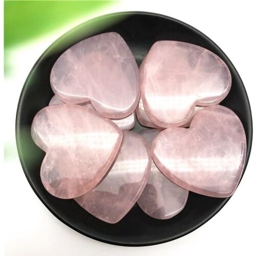 1PC Natural Rose Crystal Heart-shaped Pink Quartz Gemstone Crystals Love Palm Healing Gift Natural Stones and Minerals