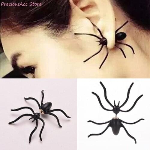 1 pc earing New Personality Earrings Punk 3D Stereo Black Spider Stud Earrings Handsome Funny Short Earrings For Women Piercing