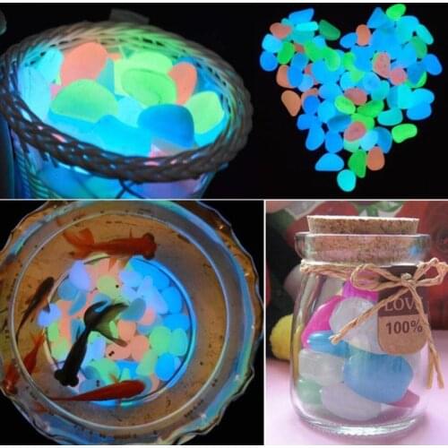50Pcs/Bag Hot Luminous Glowing Stone Glow in the Dark Garden Pebbles Glow Stones Rock for Walkways Garden Path Patio Lawn Garden